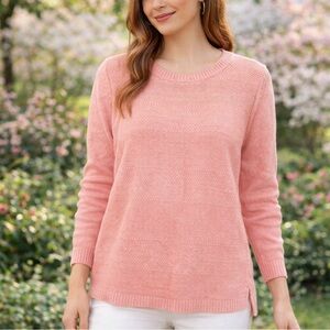 TALBOTS PALE PINK 100% COTTON SWEATER SIZE LARGE
